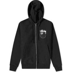Authentic New w/ tag Stussy 8 Ball Zip-Up Hoodie in Black available in L-2XL